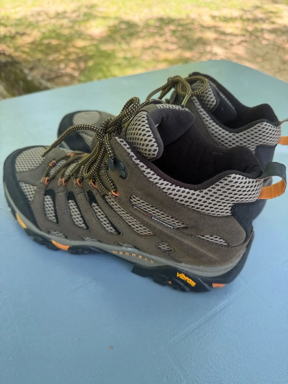 Merrell Brown and Gray Hiking Boots with Orange Highlights